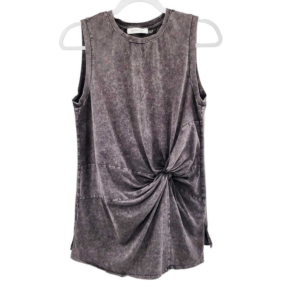 Mustard Seed Charcoal Gray Sleeveless Side Knotted Tie Sleeveless Top Women's S